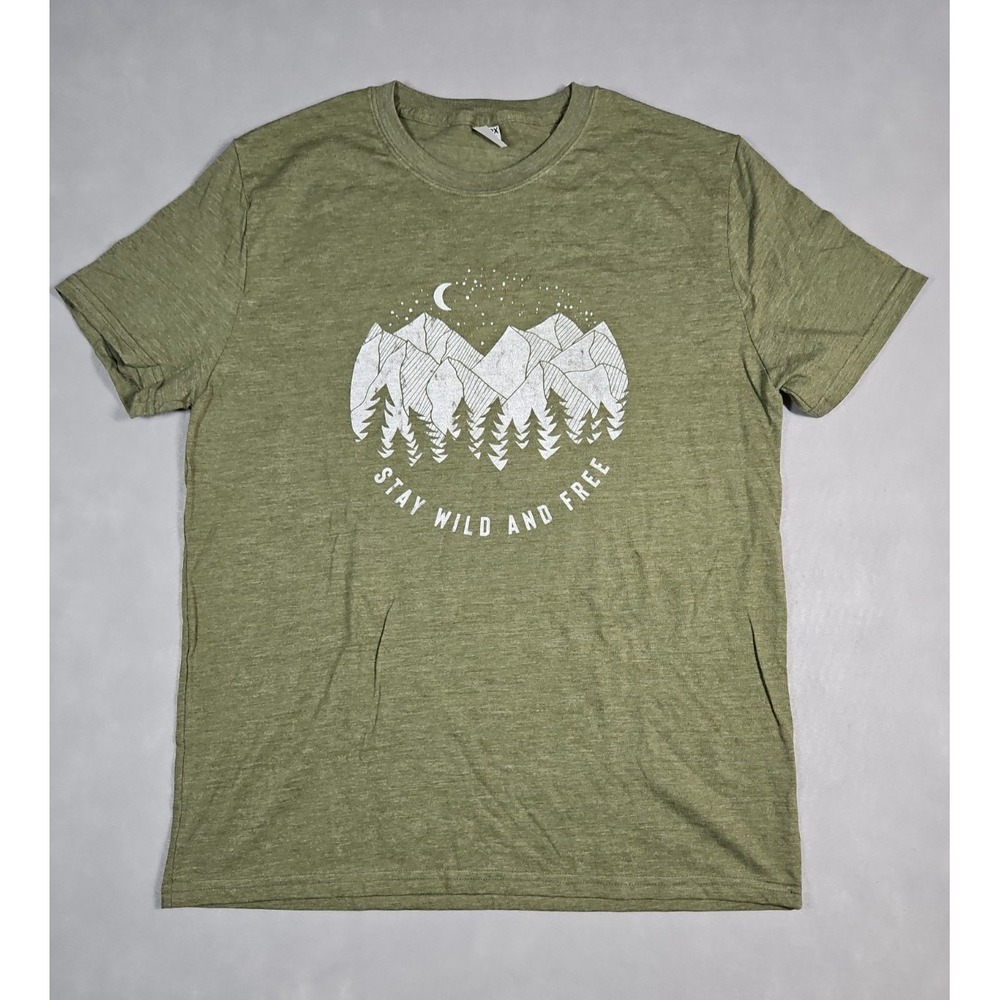 Goex Mens Green Stay Wild And Free Graphic T Shirt Size Large‎ NWOT